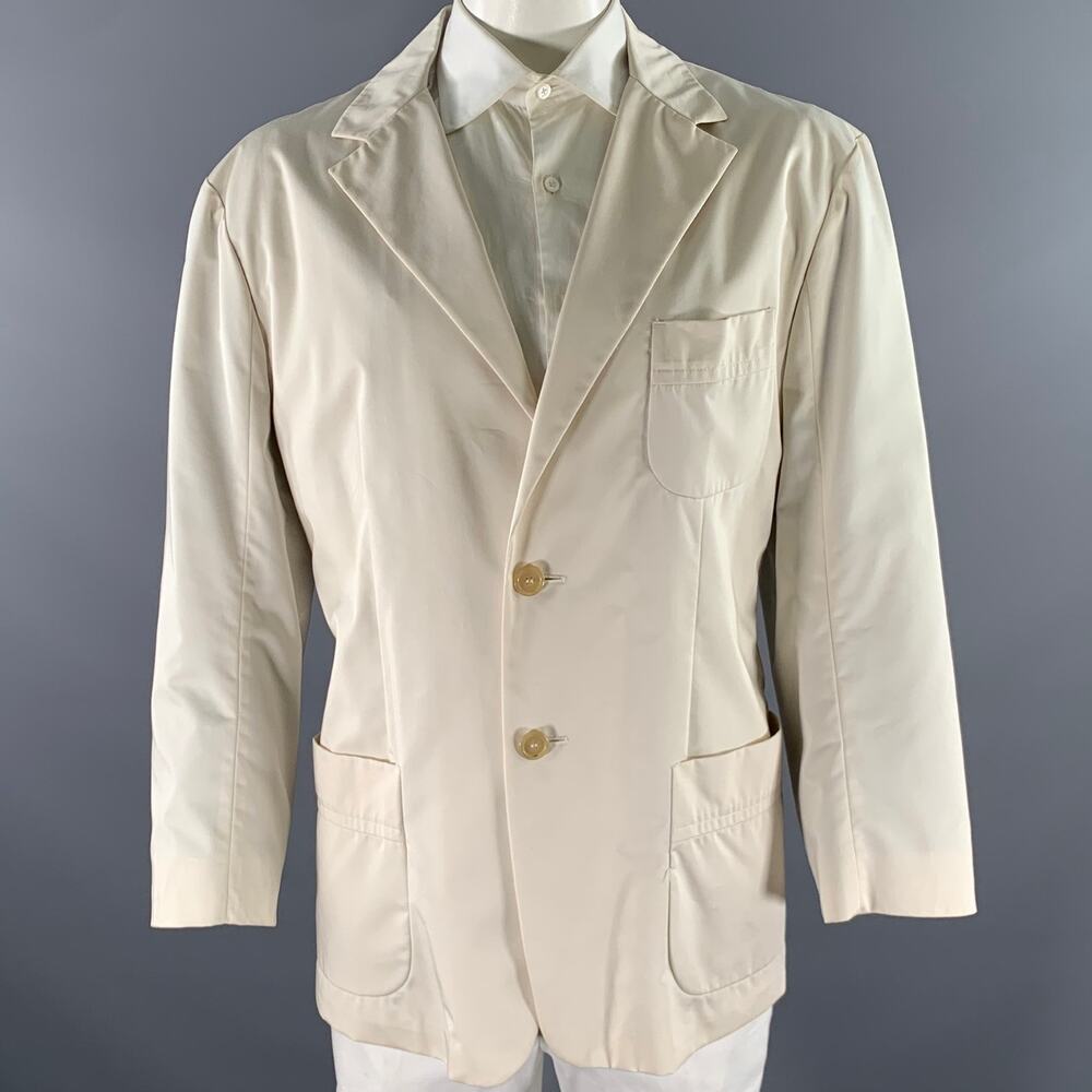 GIANFRANCO FERRE Size 50 Cream Ivory Cotton Blend Notch Lapel Sport Coat